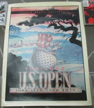 1982 U.  S.  OPEN poster,  Productions Unlimited,  16x20,  VG -,  golf,  Pebble Beach 2