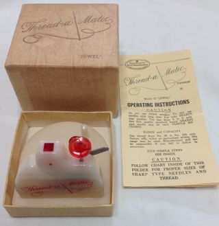 " Vintage " Thread - A Matic Needle Threader Model 72 " Jewel " W/ Box & Instructions
