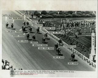 1972 Press Photo View Of Race Horse Riva Ridge Winning The Kentucky Derby