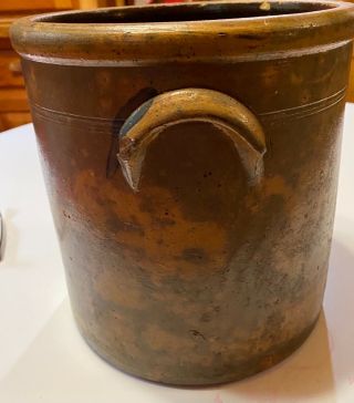 Antique stoneware 2 gallon crock blue floral 1800’s butter jar 2