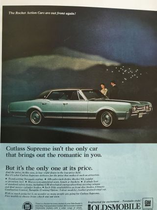1967 Oldsmobile Cutlass Supreme 11x14 Vintage Advertisement Print Car Ad Lg37