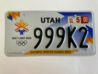 2000 2002 Salt Lake City Utah Winter Olympic Games Graphic License Plate