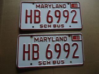School Bus Maryland 1980 License Plate Tags 2