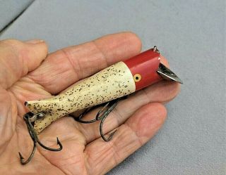 Vintage 1930’s Pflueger Tnt White With Gold Sparkles Red Head 6900 Lure