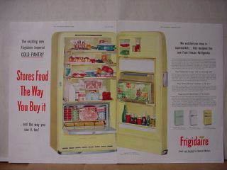 1955 Frigidaire Imperial Cold Pantry Refrigerator Color Vintage Print Ad 10539