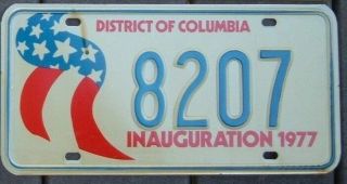 Washington Dc 1977 Jimmy Carter Inaugural License Plate 8207