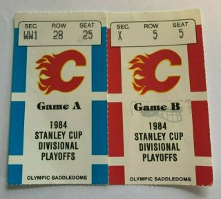 Calgary Flames 1984 Stanley Cup Divisional Playoffs Game A & B Ticket Stubs