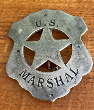 Vintage Antique Us Marshal Badge Patina Clasp Heavy Star United States