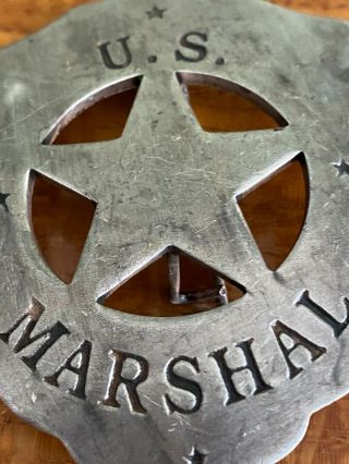 Vintage Antique US Marshal Badge Patina Clasp Heavy Star United States 2