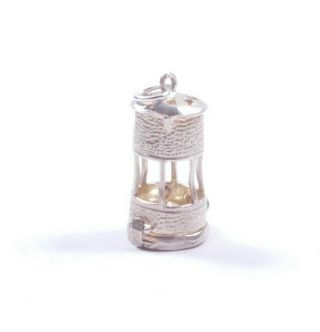 Vintage Silver Charm Miners Lamp Opening 925 Sterling 3.  8g