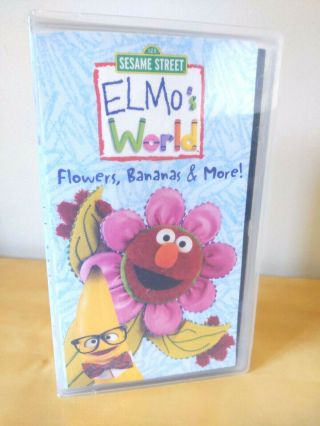 Elmos World Flowers Bananas & More Vintage Sesame Street Vhs W/ Clamshell