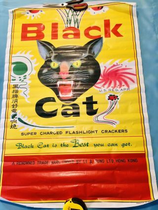 Vintage Li & Fung Black Cat Firecrackers Poster 23x34 " Fireworks Poster 4th July