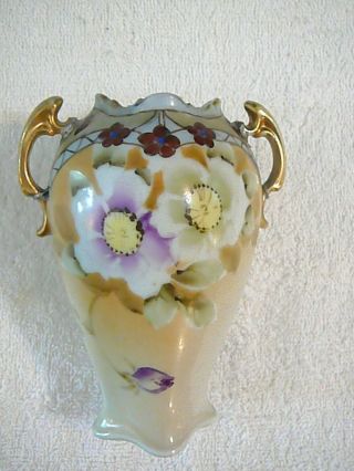 1911 Japan Noritake Morimura Nippon Hand Painted,  2 Handled Porcelain Vase