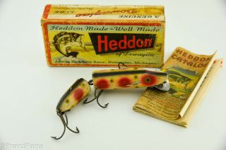 Vintage Heddon Jointed Vamp Antique Fishing Lure Strawberry Spot W Box Lc21