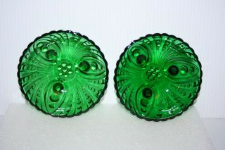 Anchor Hocking Burple Bubble Emerald Green Glass Berry Dessert 2 Bowls Vtg 4.  5 "