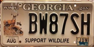 Georgia State License Plate " Support Wildlife "