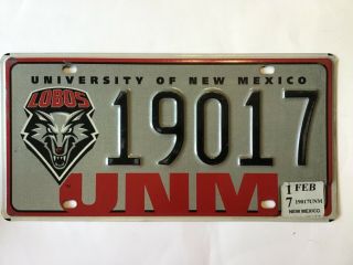 2017 University Of Mexico Lobos Unm License Plate Tag