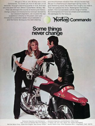 1969 Norton Commando 745cc Vintage Ad 60hp 120mph Top Speed