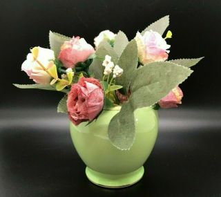 Vintage Royal Winton Grimwades Green Rosebud Jam Jelly Pot W/o Lid - Mini Vase