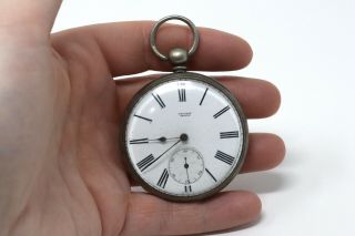 Antique Victorian Touchon Geneve Solid Silver 800 Key Wind Mens Pocket Watch 88g