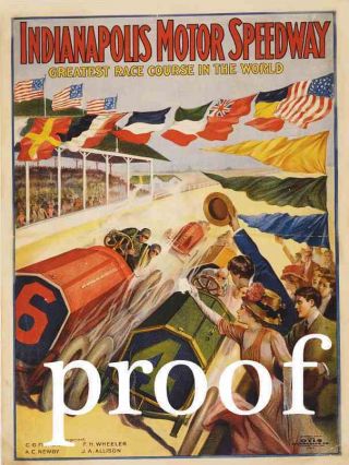 Indy 500 Poster Indianapolis Auto Racing Speedway Automobile Car Ad Art Print