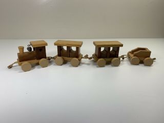 Vintage Loquai Holzkunst Miniature Wood Train 4 Piece Set Nursery Decor Christma