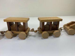 Vintage Loquai Holzkunst Miniature Wood Train 4 piece Set Nursery Decor Christma 3