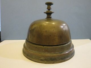 Antique Large Hotel Desk Table Call Bell Bronze W Cast Iron Clapper Nm