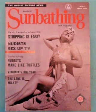 Vintage Modern Sunbathing - The Nudist Picture News - Lle Du Levant - July 1958