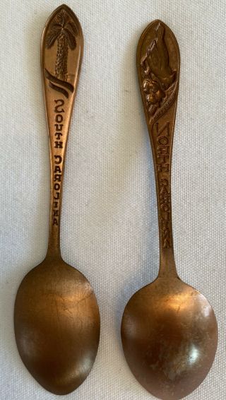 Set of 2 Carolinas Vintage Solid Copper Souvenir Spoon 2