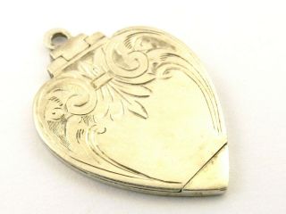 Vintage Or Antique Sterling Silver Pendant Front Opening Heart Photo Locket