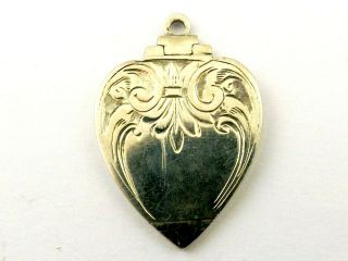 Vintage or antique sterling silver pendant front opening heart photo locket 3