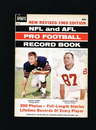 1965 Nfl & Afl Pro Football Record Book Guide Revised Edition