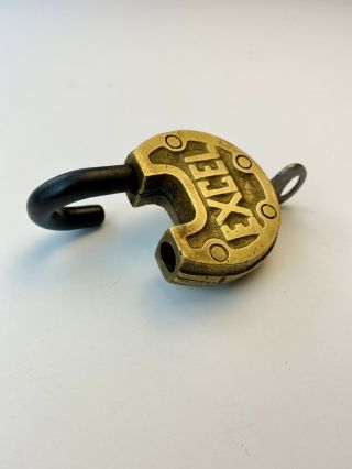 F7 Vintage Rare Excel Padlock Brass Lock With Key Display Worthy Look Antique