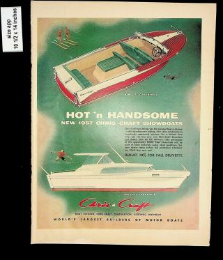 1956 Hot N Handsome Boat Chris Craft Motor Boats Vintage Print Ad 8300