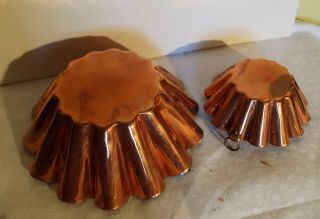 Two Vintage Antique Copper Jelly Moulds.  Tin Lined.