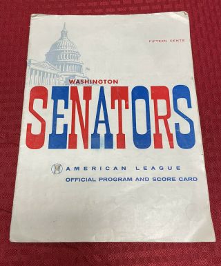 1958 Washington Senators Official Scorecard Program
