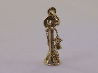9ct Solid Yellow Gold Antique Vintage Telephone Phone Charm Pendant