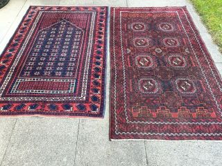 Antiques - Swiss 2 Antique Baloutchi Rug 3`6 X 6`5 And 3`7 X 5`9