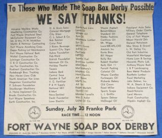 Vintage 1969 Soap Box Derby Indiana Newspaper Print Ad