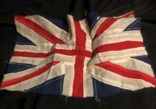 British Antique Union Jack Flag Multi Piece Construction Approx.  12 X 20 Inches