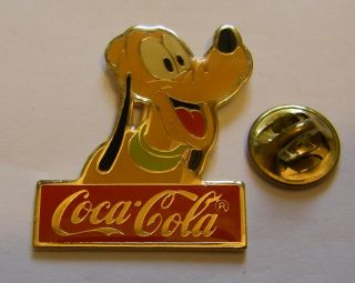 Disney Coca Cola Pluto The Pup Mickey Mouse Vintage Pin Badge