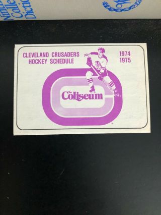 Pocket Schedule / Wha 1974 - 75 Cleveland Crusaders / 1978 - 79 Cincinnati Stingers
