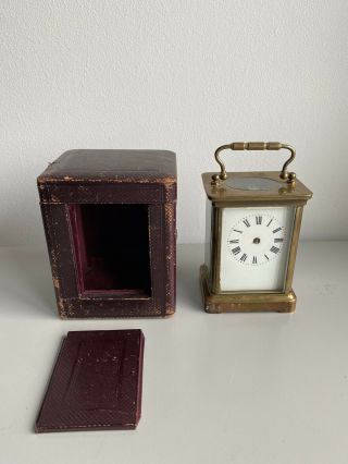 Antique 19th Century Brass Carriage Clock With Case Spares Repairs