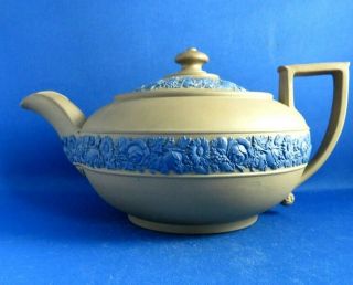 Antique Early 19thc Wedgwood Green Drabware Stoneware Batchelor Teapot C1820