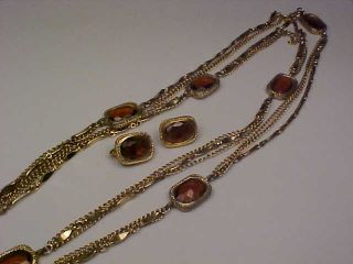 Vintage Sarah Coventry " Golden Embers " (1967) Necklace & Earrings Set