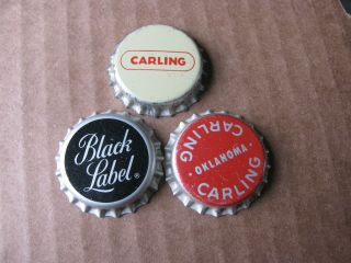 3 Dif Carling Black Label Vintage Cork Beer Caps Ohio Oh