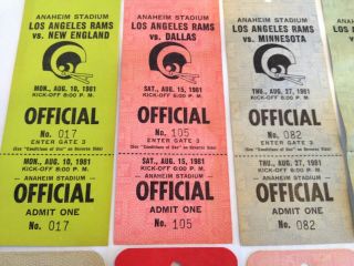 1981 Vintage Los Angeles Rams Official Credentials Ticket Stubs X11 Football Nfl
