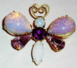 Vintage Signed Gravziano Rhinestone Butterfly Brooch Pin 1 3/4 " Wide Gorgeous