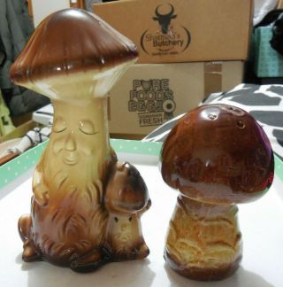 Vintage Salt & Pepper Shakers - Anthropomorphic Mushroom - Japan